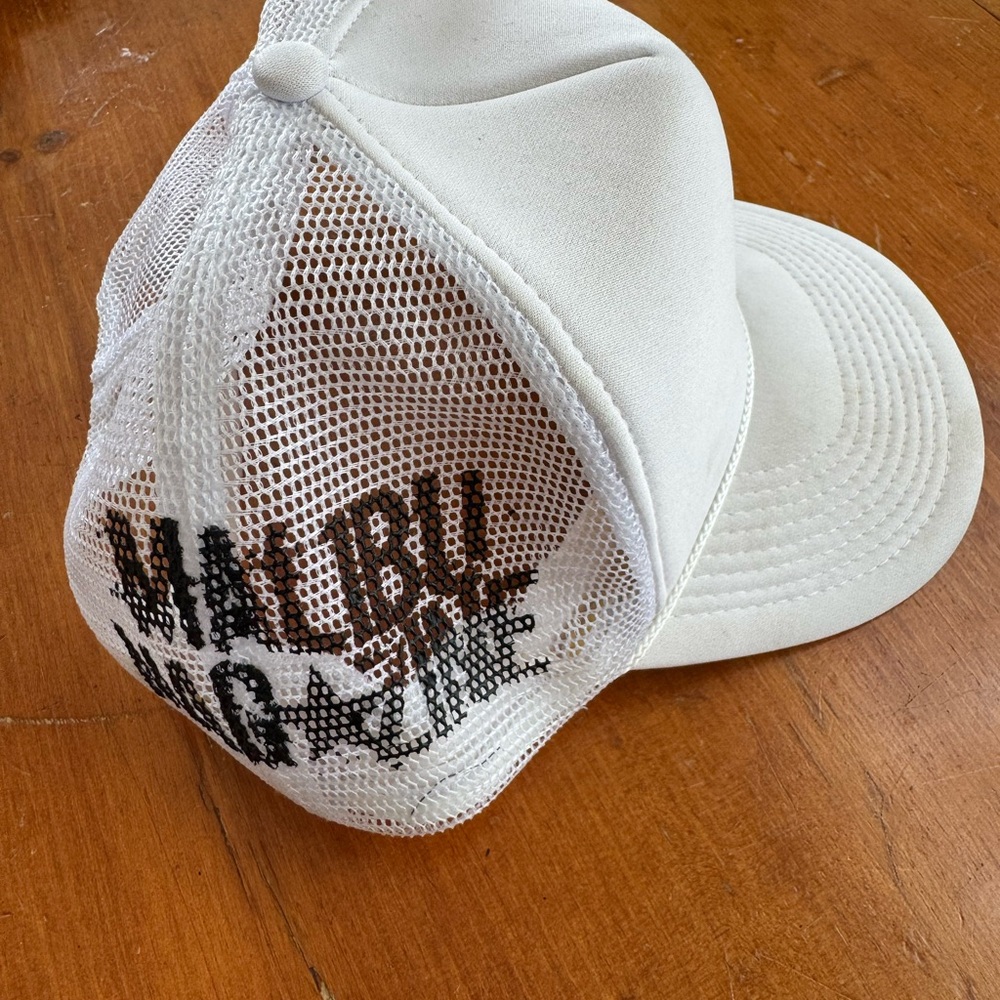 Early 2000’s Malibu Magazine White Trucker Hat SnapBack w/ sweatband